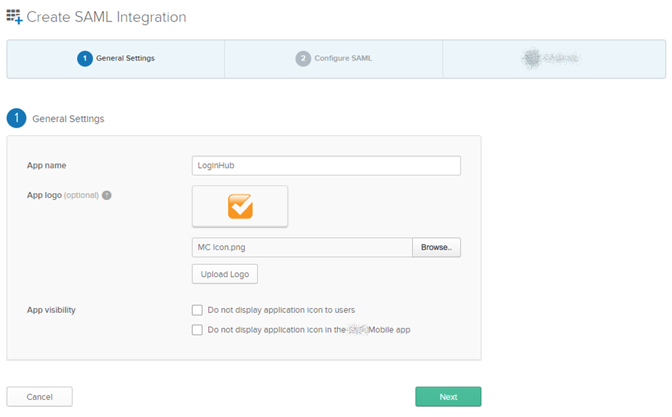 SAML General Settings Menu